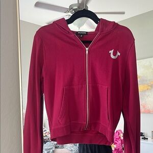 True Religion Burgundy Zip-Up Hoodie